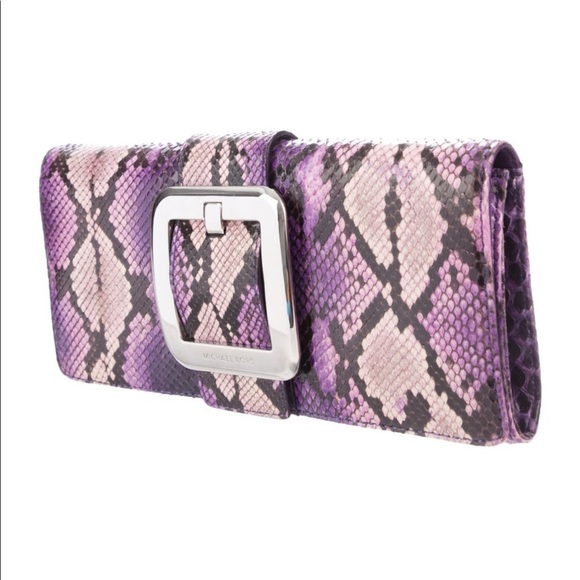 Michael Kors Purple Snakeskin Sutton Clutch - Picture 3 of 7
